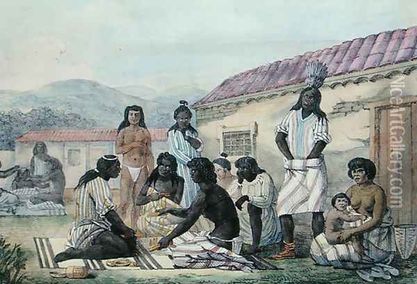 A Game played by the natives of California, from 'Voyage Pittoresque Autour du Monde' 1822 Oil Painting - Ludwig (Louis) Choris