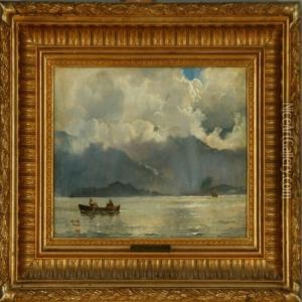 Coastal Scenery With Fishermen In A Rowing Boat Oil Painting - Carl Frederick Sorensen