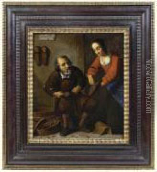 Le Cordonnier Et Son Epouse Oil Painting - Justus van den Nypoort