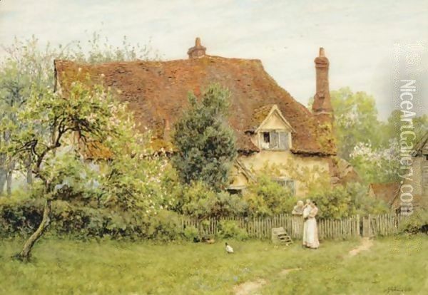 The Old Farm At Pinner Oil Painting - Helen Mary Elizabeth Allingham