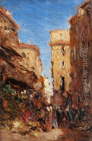 Marche Dans Les Rues De Marseille Oil Painting - Felix Ziem