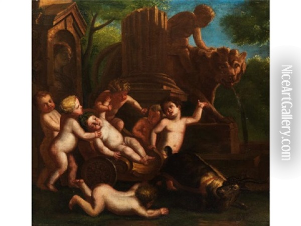 Bacchantische Szene Oil Painting - Giulio Carpioni