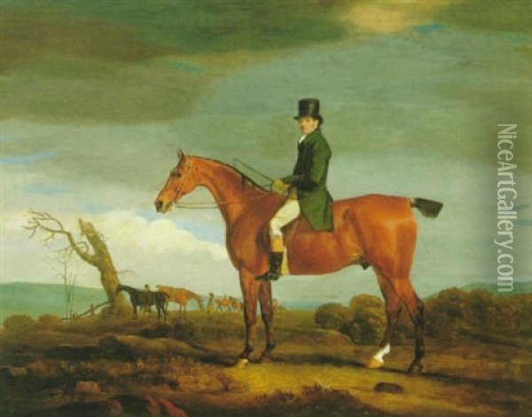 Peter Christie, Master To The Quorn, 1817, On His Chesnut Hunter In A Landscape Oil Painting - John E. Ferneley