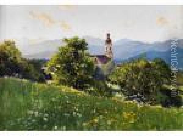 Barockkirche In Ramsau Oil Painting - Willy Moralt