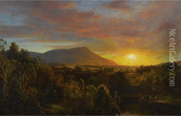 Sunset In The Catskills Oil Painting - Dewitt Clinton Boutelle