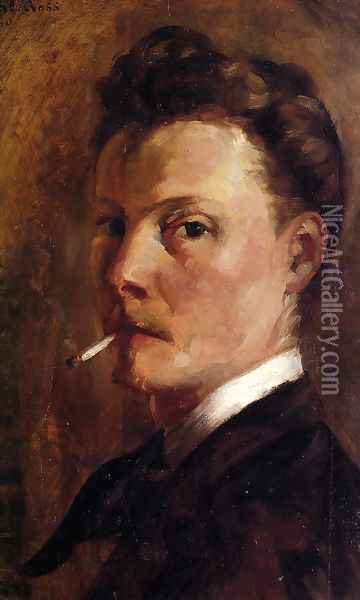 Self Portrait with Cigarette Oil Painting - Henri Edmond Cross
