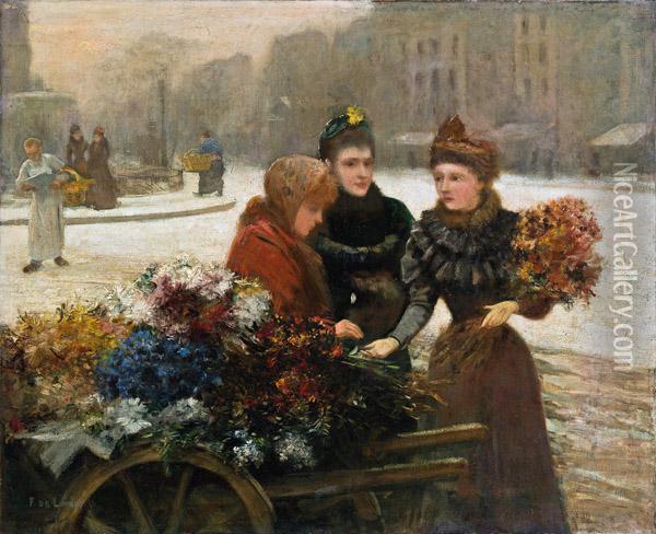 Die Blumenhandlerin Oil Painting - Fernand de Launay