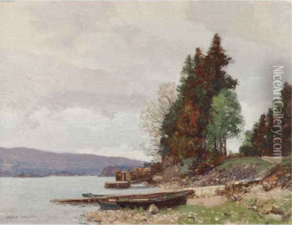 A View From The Shore, Loch Lynne Oil Painting - George Houston