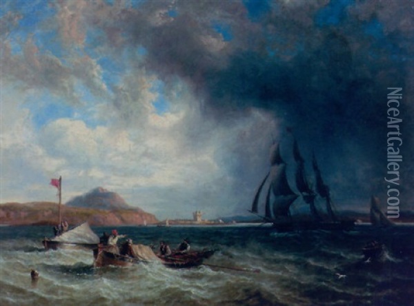 Bringing Down The Sails Oil Painting - John Wilson Carmichael