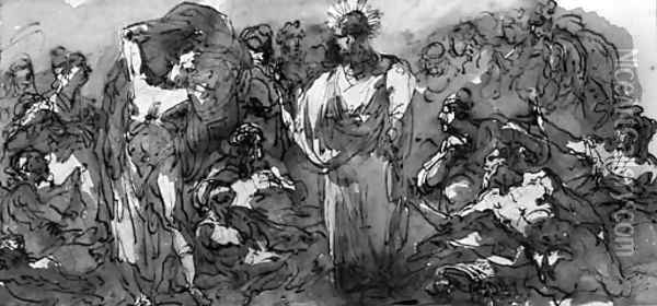 Christ healing the Paralytic Oil Painting - Giuseppe Bernardino Bison