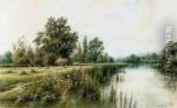 On The Thames Near Pangbourne Oil Painting - Henry John Kinniard