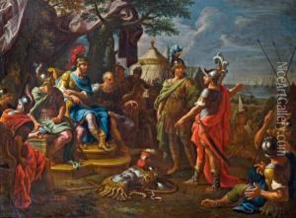 Achill Erhalt Patroklos Rustung Von Menelaos Oil Painting - Agostino Masucci