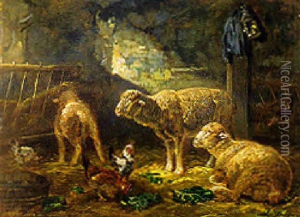 Barnyard Scene Oil Painting - Charles Emile Jacque