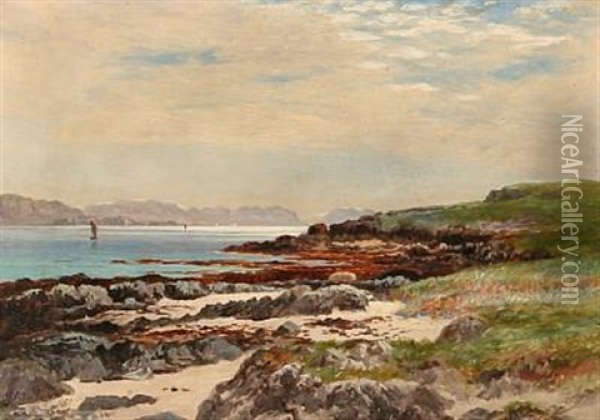 Iona Looking South - Coastal Scene From The Island Of Iona, Scotland Oil Painting - John Nesbitt
