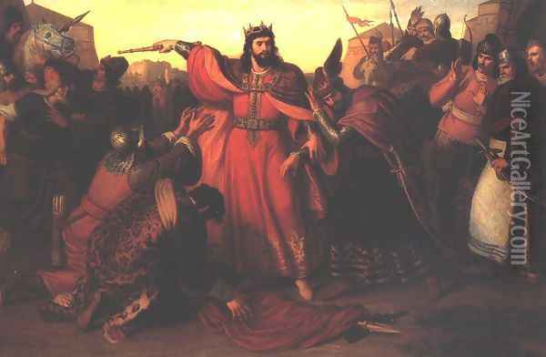 King Emeric Captures His Insurgent Brother, Andrew 1857 Oil Painting - Mor Than