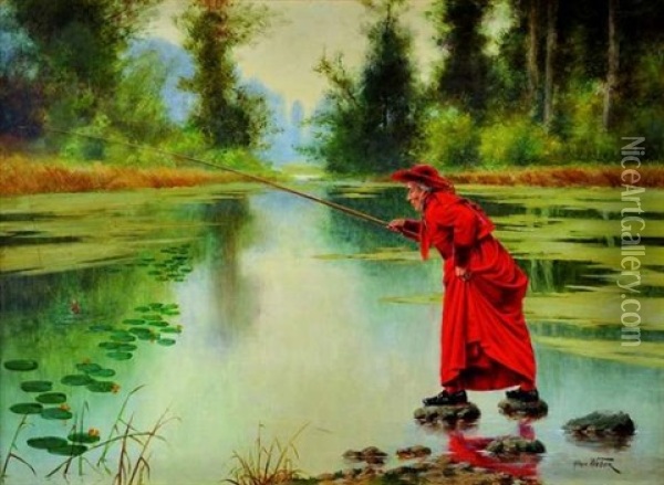 Thursday Ou Le Cardinal A La Peche Oil Painting - Alfred Weber