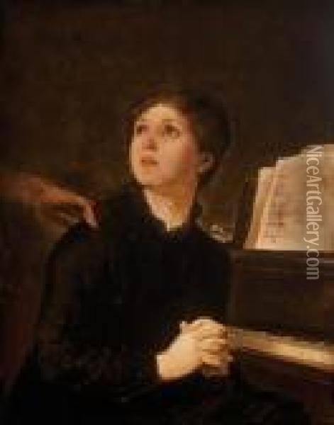 Woman At The Piano Oil Painting - Gabriel Cornelius Von Max