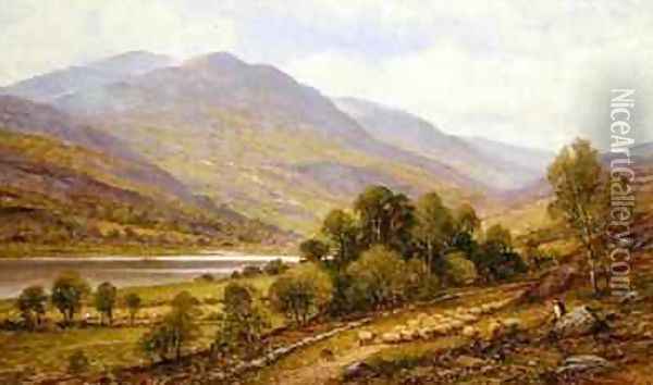 Snowdonia possible Lake Gwynant Oil Painting - Alfred I Glendening