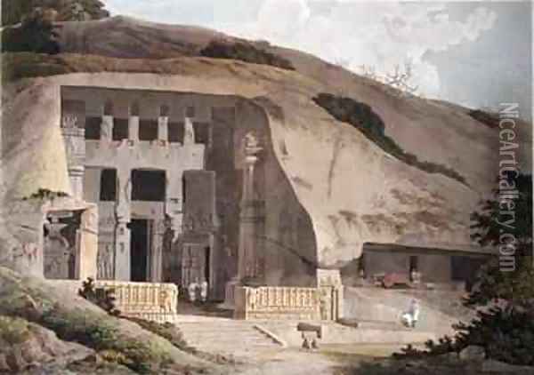 Excavated Temple on Island of Salsette Oil Painting - Thomas & William Daniell