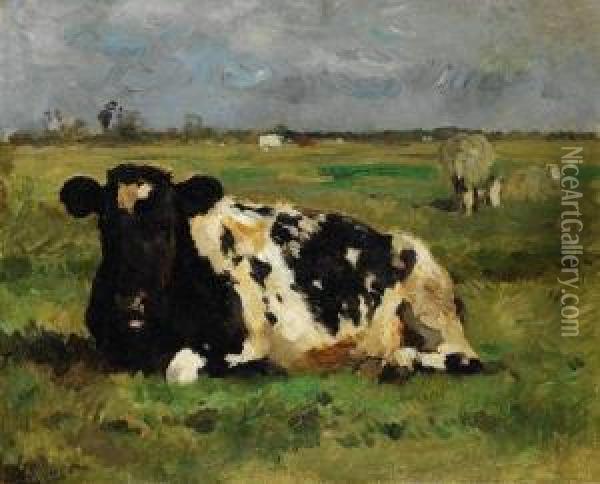 Ruhende Kuh Oil Painting - Thomas Ludwig Herbst