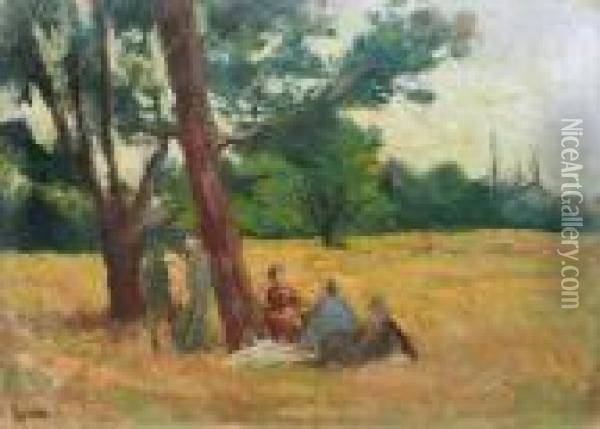 Ledejeuner Sous Les Arbres Oil Painting - Maximilien Luce