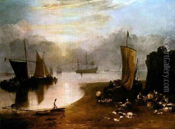 Sun Rising Through Vapor, Fisherman Cleaning and Selling Fis Oil Painting - Joseph Mallord William Turner