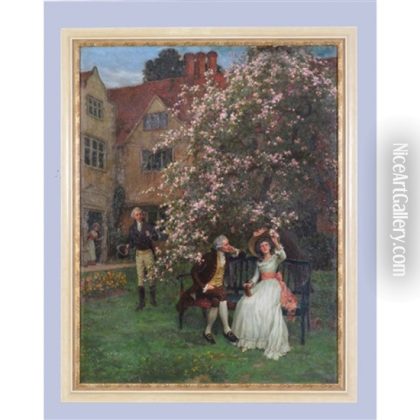 Under The Apple Blossom Oil Painting - Charles Haigh-Wood