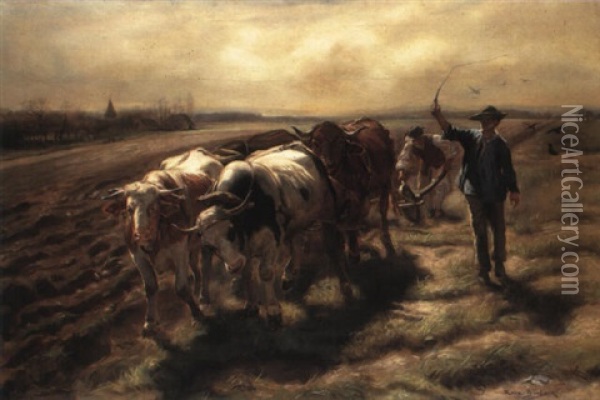 Oxen Ploughing Oil Painting - Rosa Bonheur