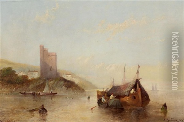 On The Rhone Oil Painting - Alfred Montague