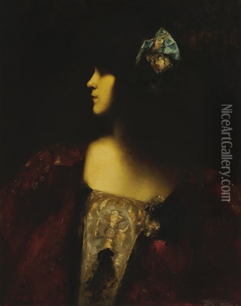 Portret Damy S Masli Oil Painting - Vaclav Brozik
