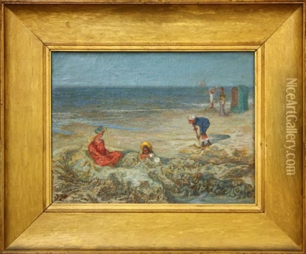 Children On The Beach Oil Painting - Joseph Jacob Isaacson