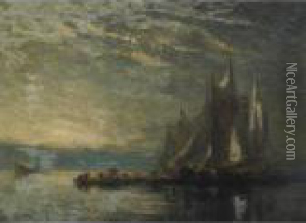 Herring Fishing Oil Painting - John A. Hammond
