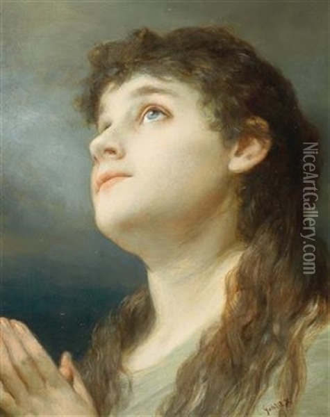 Praying Oil Painting - Gabriel von Max