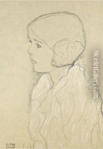 Madchenbrustbild Nach Links Oil Painting - Gustav Klimt