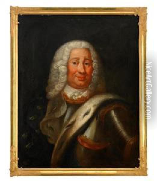 Portratt Av Fredrik I Ikladd Harnesk Och Hermelinbramad Mantel - Midjebild Oil Painting - Georg Engelhard Schroder