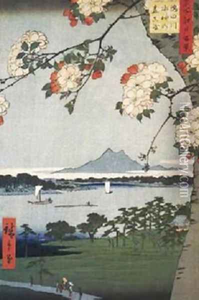 Suigin Grove and Masaki Oil Painting - Utagawa or Ando Hiroshige