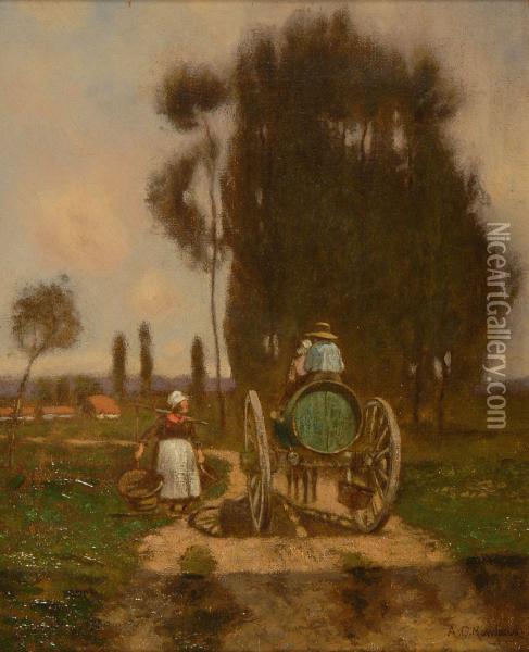 Workers On A Country Road Oil Painting - Alfred Cornelius Howland