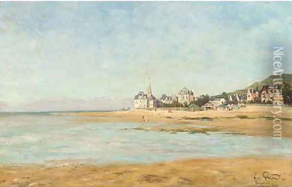 La plage de Beuzeval, Normandie Oil Painting - Lucien Charles Justin Quintard