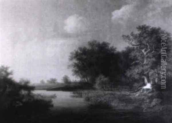 Landschaft Mit Waldweg Im Sonnenuntergang Oil Painting - Johann Christian Michael Ezdorf