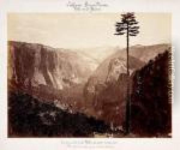 Yosemite Valley (best General View, Mariposa Trail), Sierra Nevada, Californie Oil Painting - Carleton E. Watkins