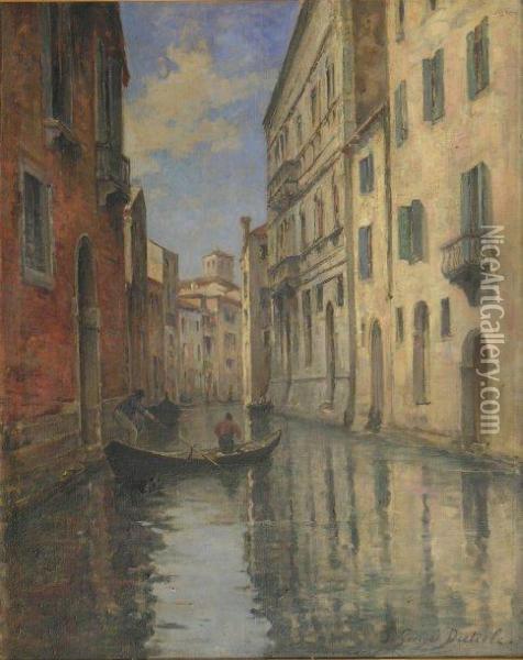 Canal A Venise Oil Painting - Georges Pierre Dieterle