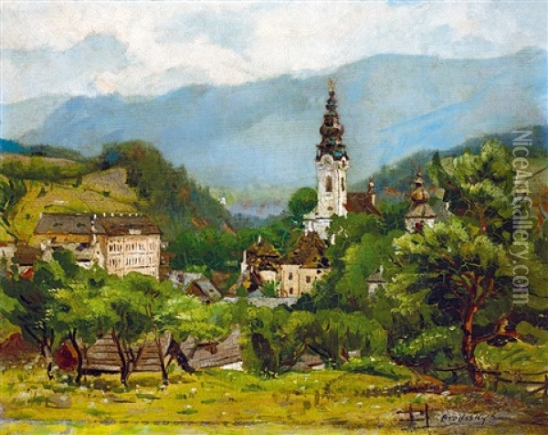 View Of Banska Stiavnica Oil Painting - Sandor Brodszky