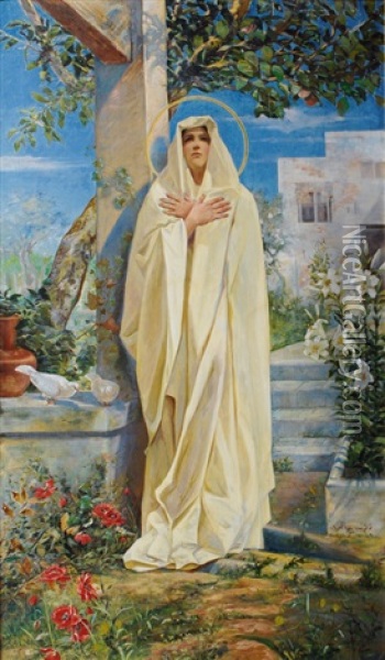 Madonna Oil Painting - Arturo Pagliai