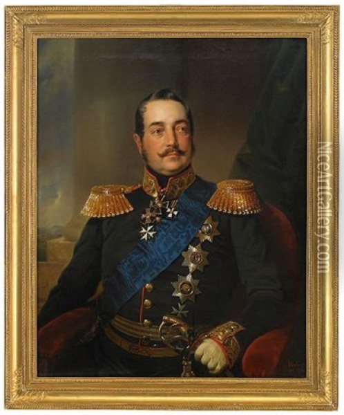 Portrait Of General Lieutenant Count G.g. Kusheliov Oil Painting - Franz Krueger