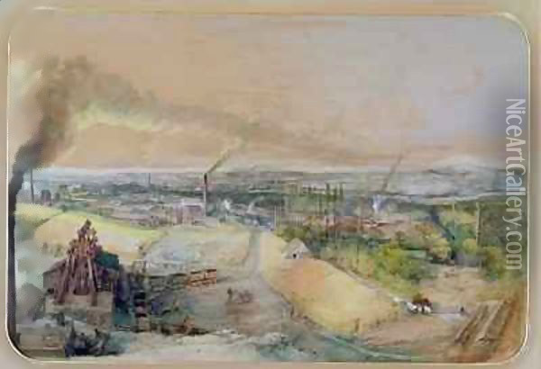 Industrial landscape in the Blanzy coal field, Saone-et-Loire 2 Oil Painting - Ignace Francois Bonhomme