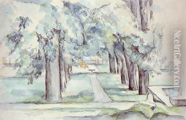 Pool And Lane Of Chestnut Trees At Jas De Bouffan Oil Painting - Paul Cezanne