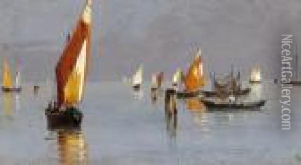 Fishing Boats At Chioggia, Venice Oil Painting - Antonietta Brandeis