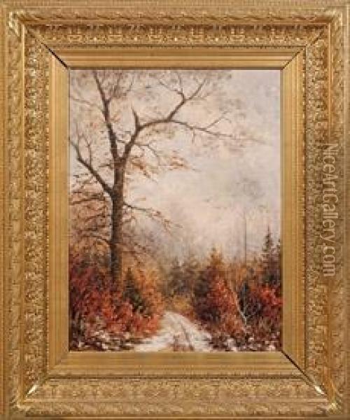 Winterlandschaftmit Waldweg An Einer Lichtung Oil Painting - A. Borgemann