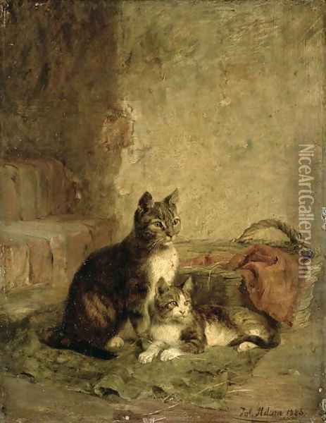 Cats 1883 Oil Painting - Julius Adam