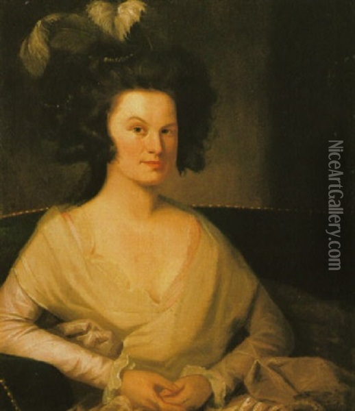 Portrait Of Mrs. Nathaniel Gardner Oil Painting - John Johnston